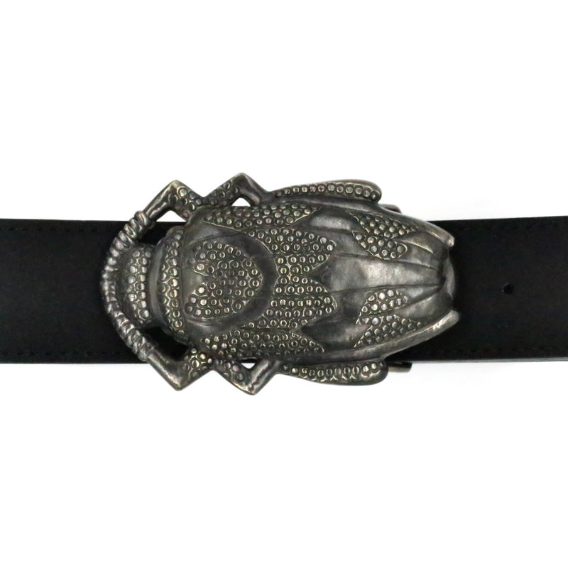 Carrion Beetle Belt Buckle - Oxidized on a black belt